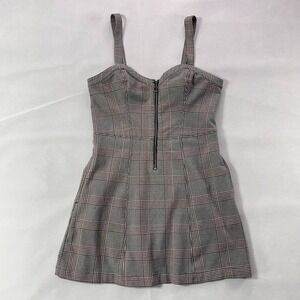 Abercrombie & Fitch Academia Dress Women Medium Plaid Preppy Pockets Houndstooth